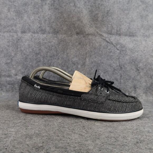 Keds Shoes Womens 8 Slip On Flats Glimmer Boat Moc Casual Classic Black Loafer - Picture 2 of 13
